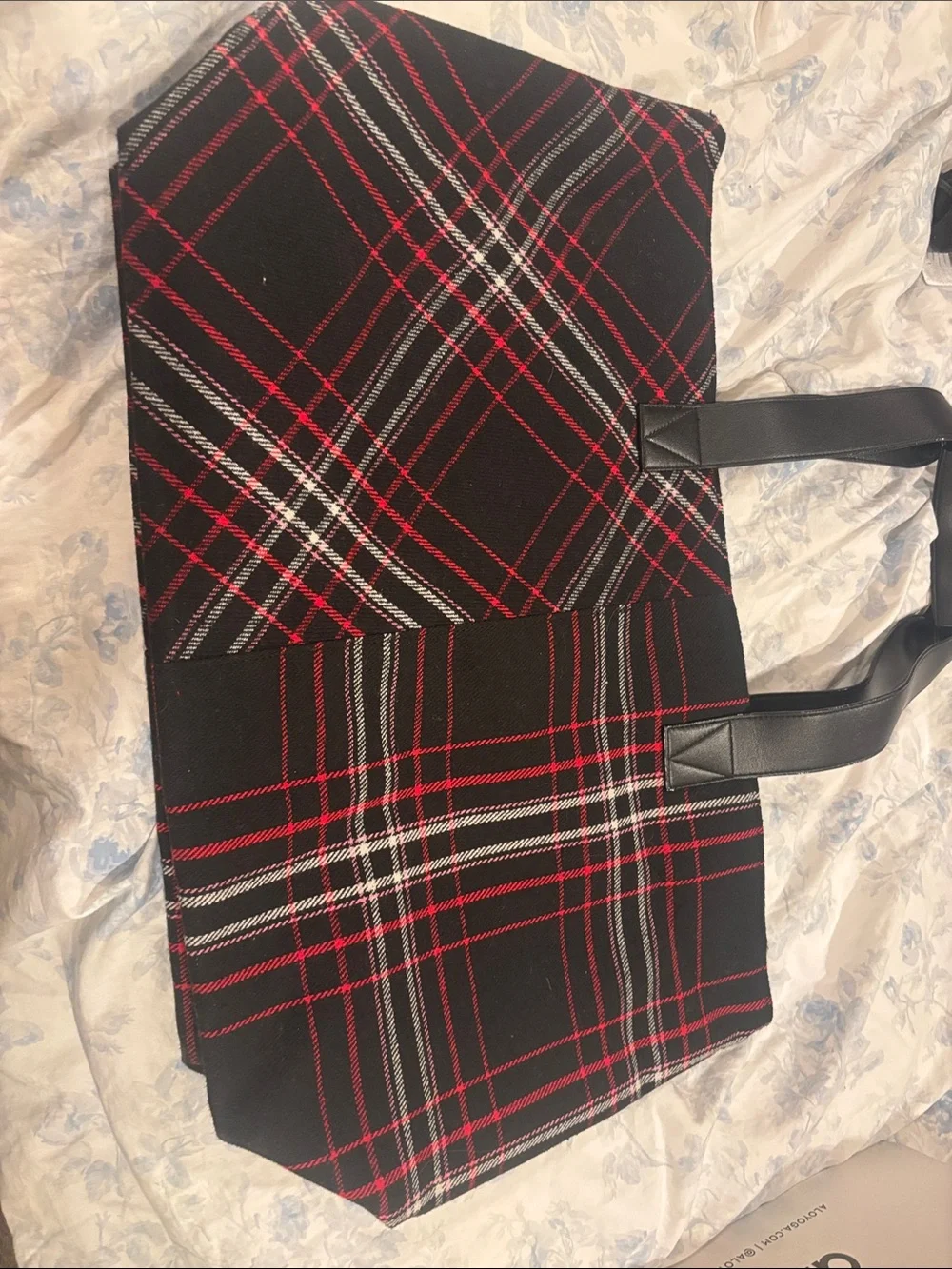 Victoria's Secret Black Tote with Red & White Plaid